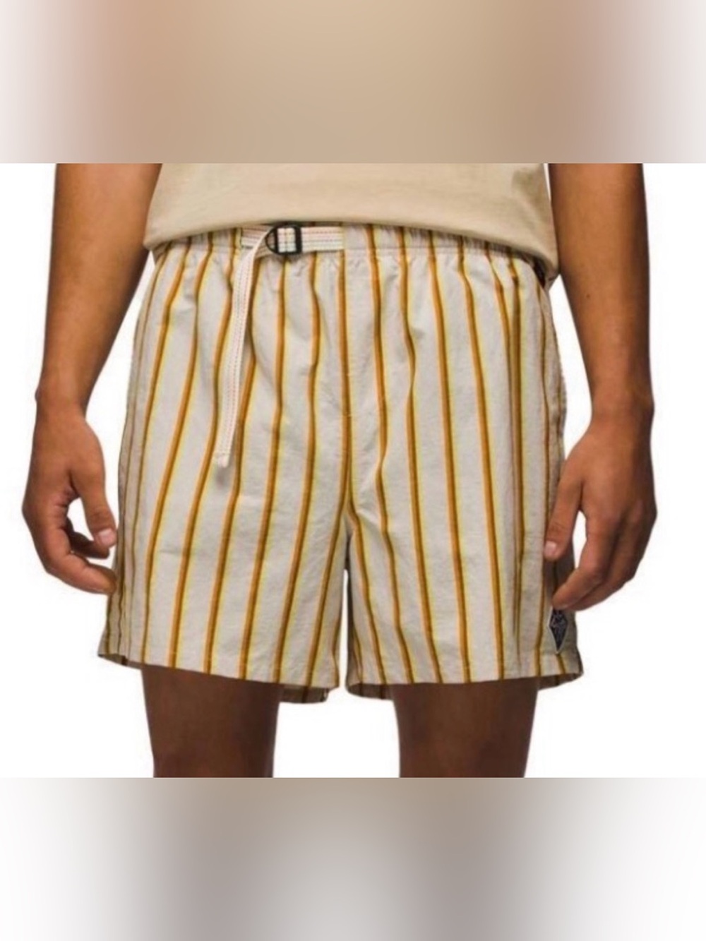 NWT prAna Indio Heritage Shorts Yarrow Stripe Relaxed Fit Elastic Waist Size M